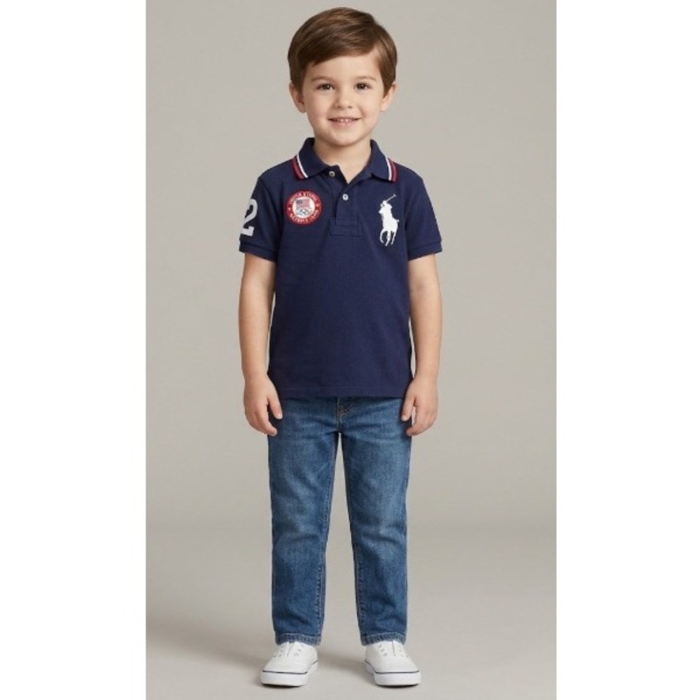 Polo Ralph Lauren Boys Navy London ParaOlympic Short Sleeve Polo Shirt Size 3/3T